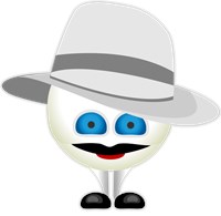 White Hat Head with Mustache 1059