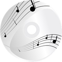 CD Compact Disc with music notes  1190