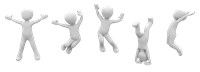 5 blankmen in various jumping poses 1447