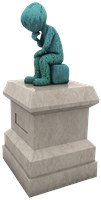 Blue marble blankman sitting in thinker pose 1448
