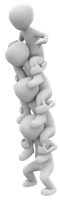 a stack of 5 blankmen sitting on eachothers shoulders. 1456