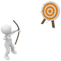 A blankman shooting an arrow at a target 1466