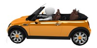 Side view of blankman in orange car with orange helmet 1472
