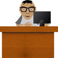 man with glasses at desk and computer 1504