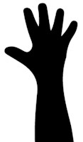 a black and white silhouette of a hand reaching upward 1541