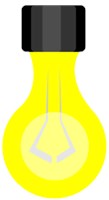 a simple cartoon styled light bulb turned on. 1544