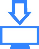 An image of an arrow pointing down to a screen, TV or computer monitor 1579