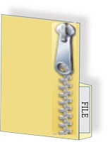 File folder with a zipper on it to represent a .zip folder 1588