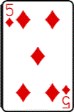 Playing card with 5 of diamonds 1624