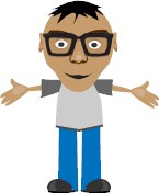A male figure with glasses holding his arms out. 460
