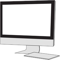 A wide screen computer monitor. 472