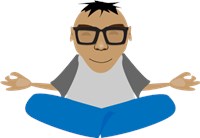 A nerdy man with glasses meditating. 477