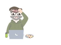 Guy having headache after eating pizza  533