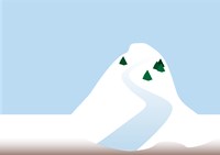 Narrow path and trees along the snow covered mountain  541