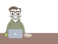 A stressed guy having pizza 555