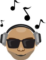 Music listener with shades and headphones 978