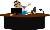 Dude with glasses relaxing with feet up on the desk 980