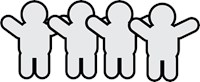 four cartoon images representing a small group of people 983