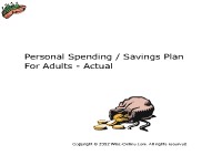 Personal Savings/Spending Plan for Adults - Actual