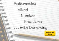 Subtracting Mixed Number Fractions with Borrowing