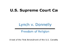 Freedom of Religion - Supreme Court Case: Lynch v. Donnelly