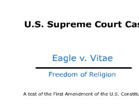 Freedom of Religion - Supreme Court Case: Eagle v. Vitae 