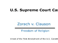 Freedom of Religion - Supreme Court Case: Zorach v. Clauson