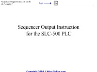 Sequencer Output Instruction for the SLC-500 PLC