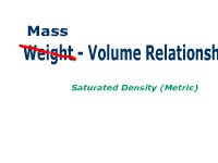 Weight- Volume  Relationships: Saturated Density (Metric)