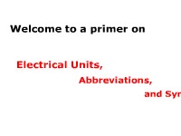 Electrical Units, Abbreviations, and Symbols