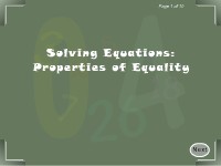 Solving Equations: Properties of Equality