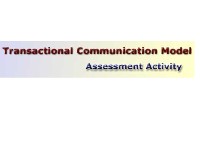 Transactional Communication Model: Assessment Activity