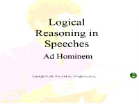 Logical Reasoning in Speeches - Ad Hominem