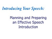 Introducing Your Speech