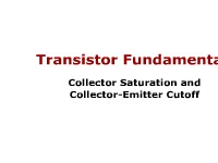 Transistor Fundamentals: Collector Saturation and Collector-Emitter Cutoff