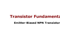 Transistor Fundamentals: Emitter-Biased NPN Transistor