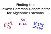 Finding the Lowest Common Denominator for Algebraic Fractions