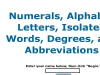 Numerals, Alphabet Letters, Isolated Words, Degrees, and Abbreviations